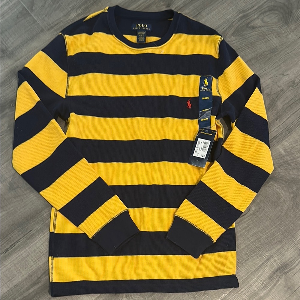 Polo by Ralph Lauren Yellow and Navy Striped Top